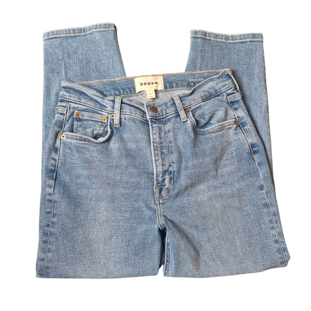 Boden Womens 29 Mid Rise Slim Jeans Blue Denim Crop Stretch Casual